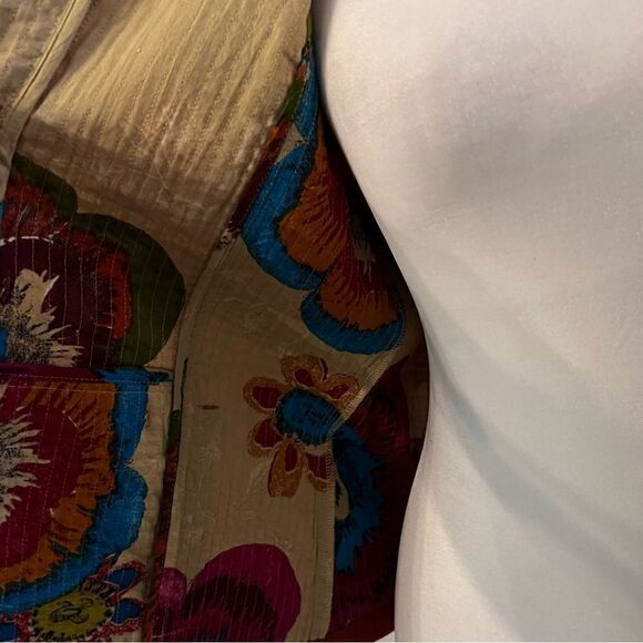 Chicos Boho Floral Button Front Jacket Topper Kantha Burnt Orange Sz 0 (small 4) - Picture 5 of 8